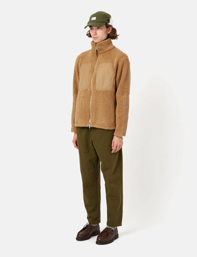 Shop Bhode Sherpa Zip Fleece Jacket In Brown