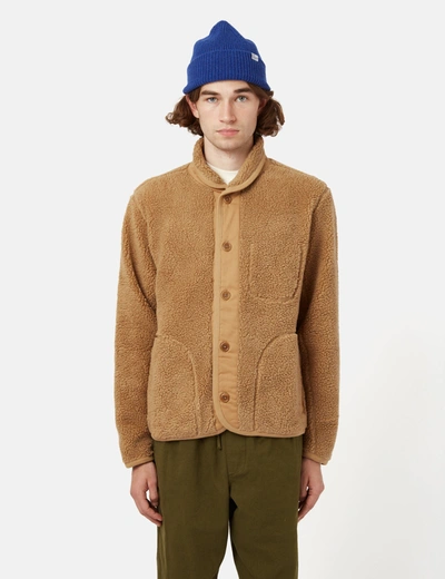 Shop Bhode Shawl Collar Fleece In Brown