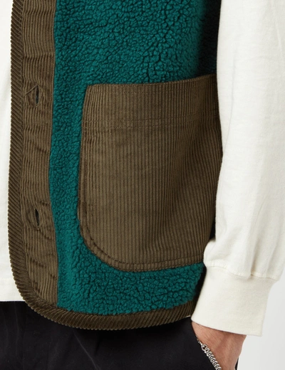 Shop Bhode Cord Fleece Vest In Green