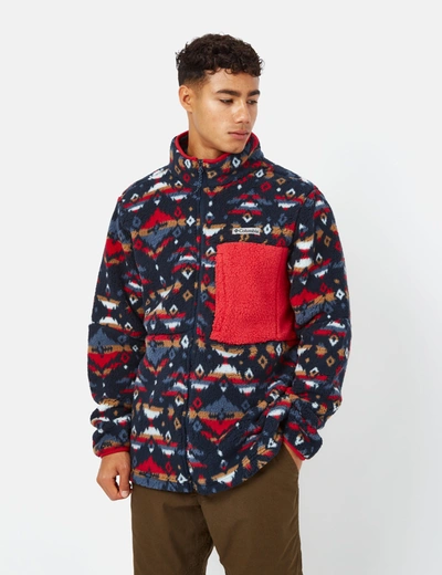 Shop Columbia Mountainside Full Zip Sweater (rocky Mountain Print) In Blue