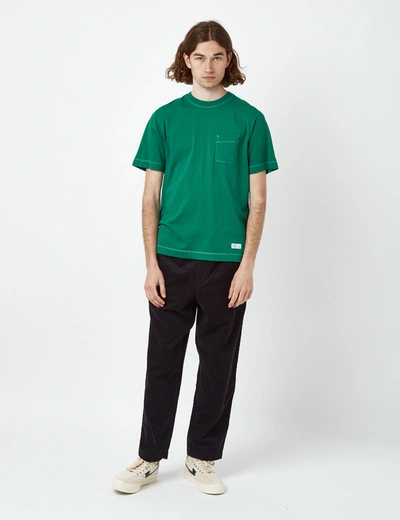 Shop Bhode Contrast Stitch Pocket T-shirt (organic) In Green
