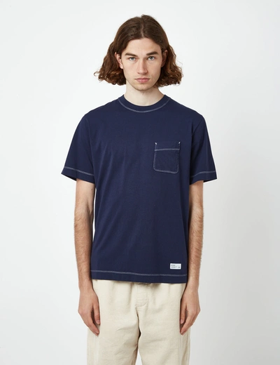 Shop Bhode Contrast Stitch Pocket T-shirt (organic) In Blue