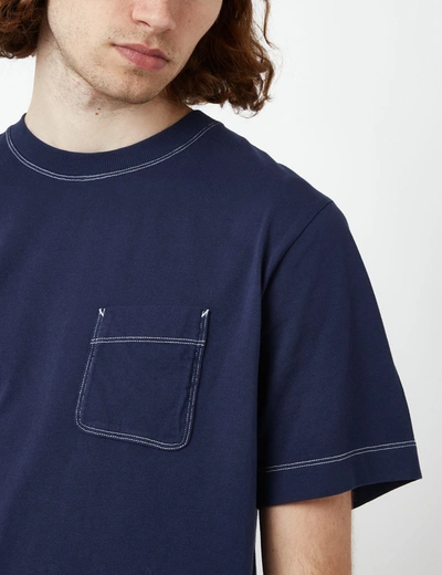 Shop Bhode Contrast Stitch Pocket T-shirt (organic) In Blue