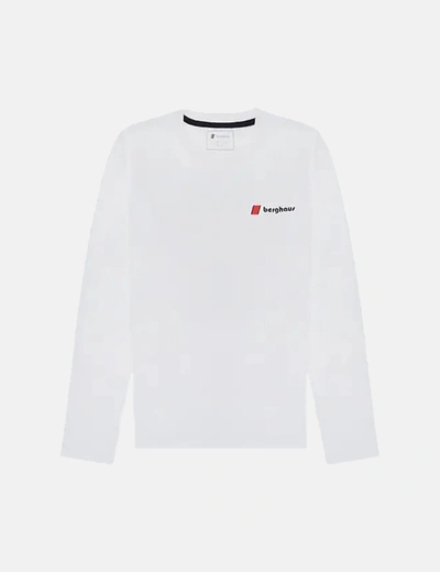 Shop Berghaus Dean Street Heritage Front & Back Logo Long Sleeve T-shirt In White
