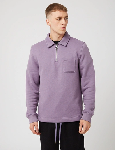 Shop Bhode Everyday Half-zip Collar Sweatshirt (loopback) In Purple