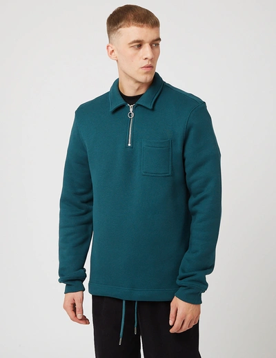 Shop Bhode Everyday Half-zip Collar Sweatshirt (loopback) In Green