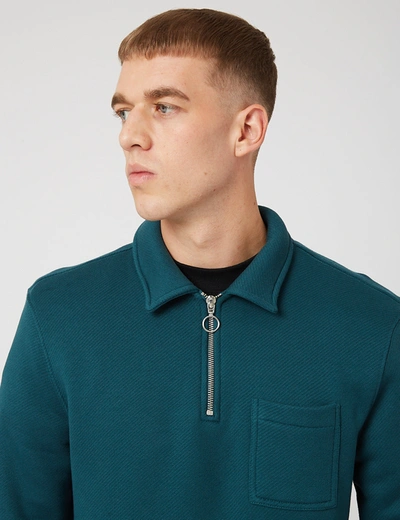 Shop Bhode Everyday Half-zip Collar Sweatshirt (loopback) In Green