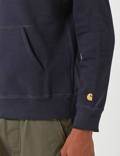 Shop Carhartt Wip Chase Hooded Sweatshirt In Navy Blue