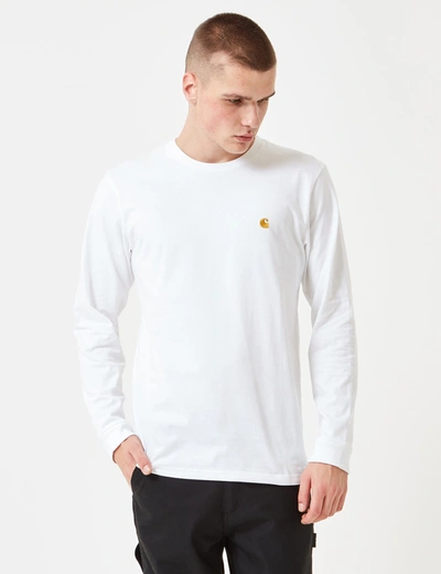 Shop Carhartt -wip Chase Long Sleeve T-shirt In White