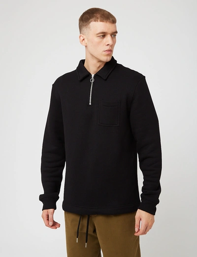 Shop Bhode Everyday Half-zip Collar Sweatshirt (loopback) In Black