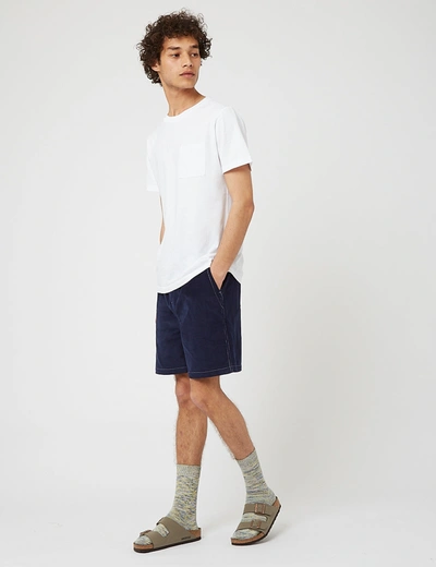 Shop Bhode X Brisbane Moss Cord Shorts (needle Cord) In Navy Blue