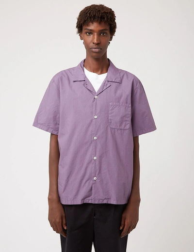 Shop Bhode Revere Collar Shirt (italian Poplin) In Purple