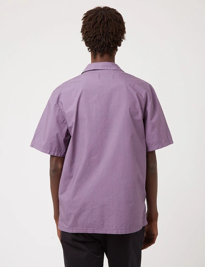 Shop Bhode Revere Collar Shirt (italian Poplin) In Purple