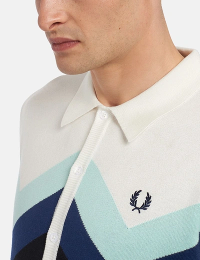 Shop Fred Perry Arrow Stripe Cardigan In White