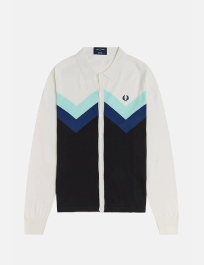 Shop Fred Perry Arrow Stripe Cardigan In White