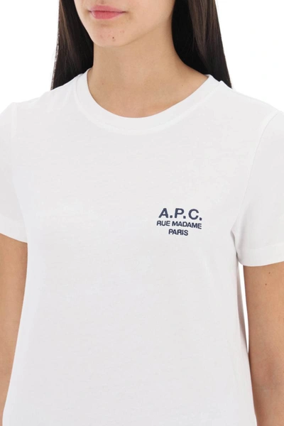 Shop Apc A.p.c. Denise T-shirt With Logo Embroidery In White