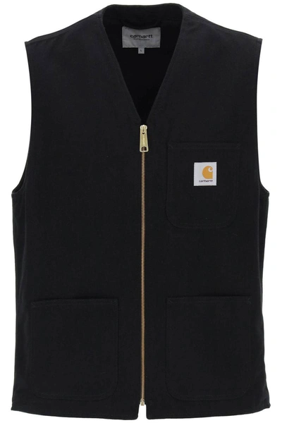 Shop Carhartt Wip Arbor Cotton Canvas Vest In Black