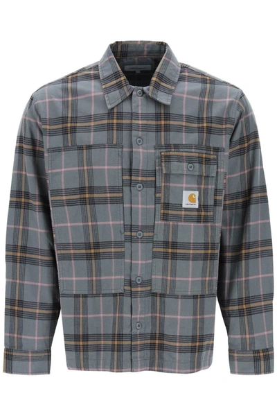 Shop Carhartt Wip Hadley Flannel Shirt With Check Motif In Grey
