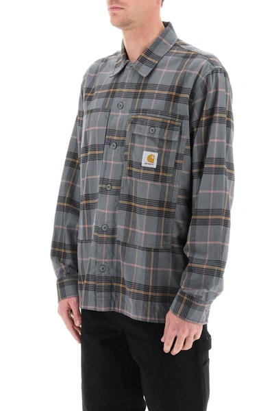 Shop Carhartt Wip Hadley Flannel Shirt With Check Motif In Grey