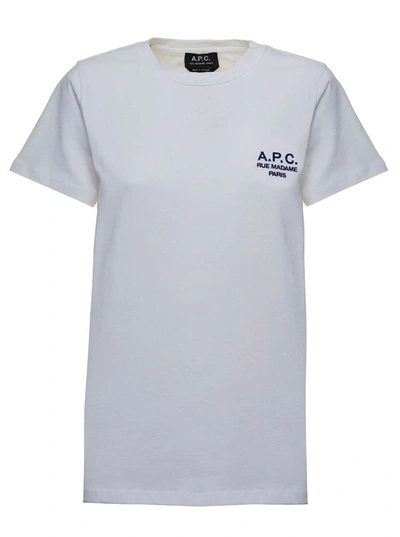 Shop Apc Denise White T-shirt In Jersey With Logo Print A.p.c. Woman