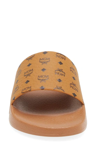 Shop Mcm Monogram Slide Sandal In Cognac