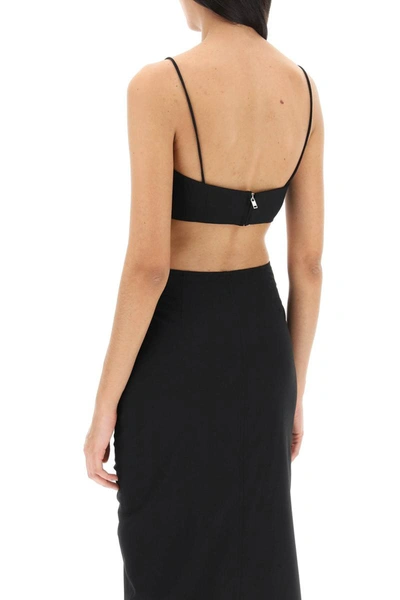Shop Ganni Cropped Top With Ornamental Bows In Black