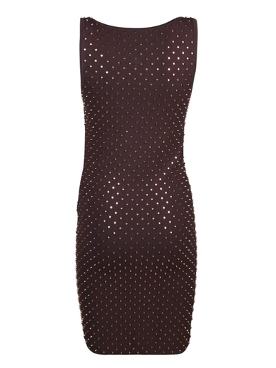 Michael Kors Stud-embellished Straight Hem Mini Dress In Brown