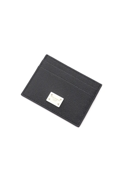 Shop Dolce & Gabbana Leather Card Holder With Logo Plaque Women In Black