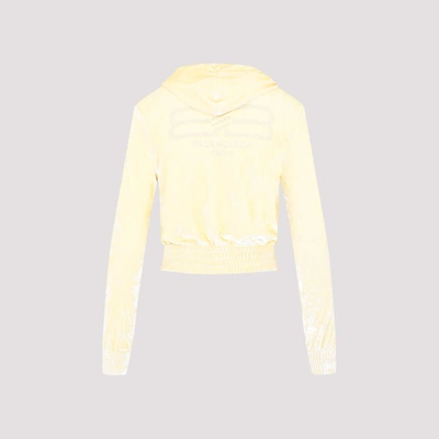 Shop Balenciaga Fitted Zip-up Hoodie Sweatshirt In Yellow & Orange