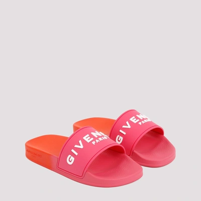 Shop Givenchy Logo Flat Slide Sandals Shoes In Pink & Purple
