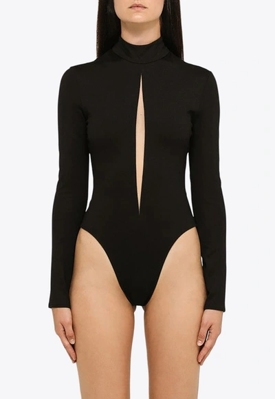 Shop David Koma Cut-out Bodysuit Top In Black