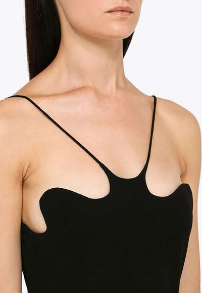 Shop Monot Curvy-neckline Mini Dress In Black