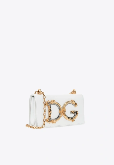 Dolce & Gabbana Dg Girls Leather Shoulder Bag In White