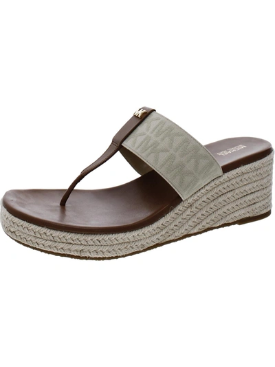Shop Michael Michael Kors Verity Wedge Womens Leather Open Toe Wedge Sandals In Brown