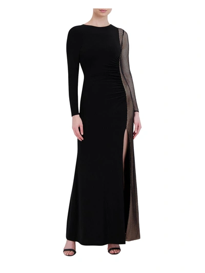 Shop Bcbgmaxazria Womens Embellished Long Evening Dress In Black