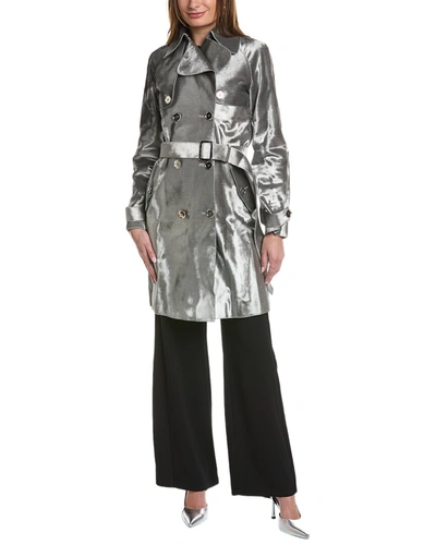 Shop Michael Kors Haircalf Trench Coat In Grey