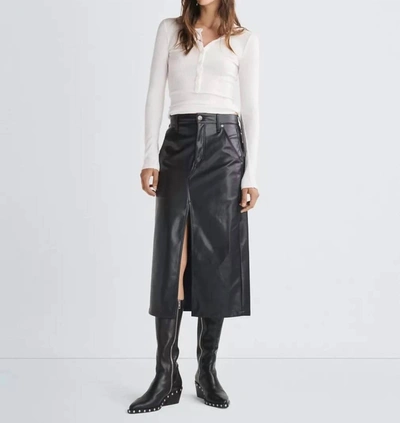 Shop Rag & Bone Sid Faux Leather Midi Skirt In Black