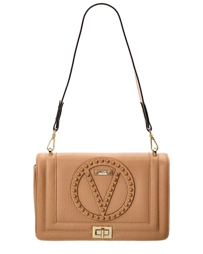 Shop Valentino By Mario Valentino Alice Rock Leather Shoulder Bag In Brown