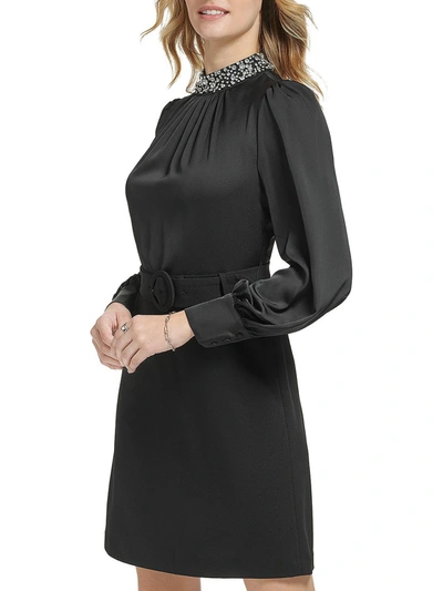 Shop Karl Lagerfeld Womens Satin Embellished Cocktail And Party Dress In Black