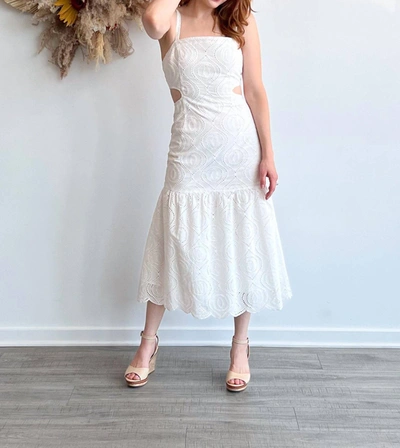 Shop Minkpink Viola Embroidered Midi Dress In White