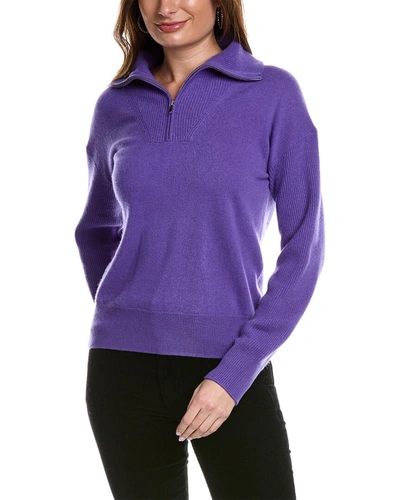 Shop Amicale Cashmere Quarter Zip Cashmere Pullover In Purple