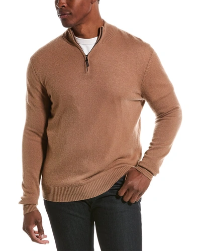 Shop Qi Cashmere 1/4-zip Pullover In Brown