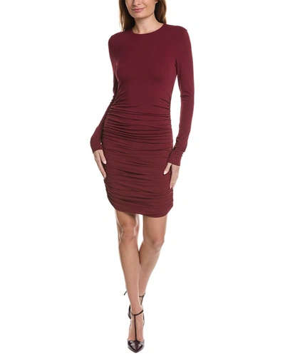 Shop Michael Kors Ruched Crewneck Dress In Red