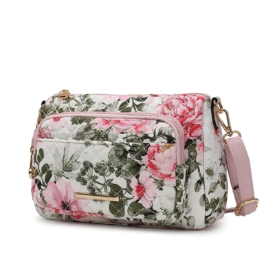 Mkf Collection By Mia K Rosalie Quilted Cotton Botanical Pattern Women's Shoulder Bag In White