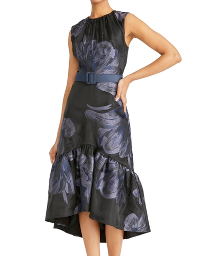 Shop Kay Unger Beatrix Tea Length Dress In Black/dark Midnight In Multi