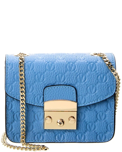 Shop Valentino By Mario Valentino Bijou Dollaro Monogram Leather Crossbody In Blue