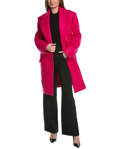 Shop Michael Kors Reefer Wool Coat In Pink