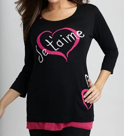 ANGEL APPAREL JE'TAIME SWEATER IN BLACKFUCHSIA 