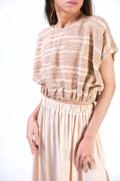 Shop Tonle Srey Handwoven Cinched Top In Blush In Gold