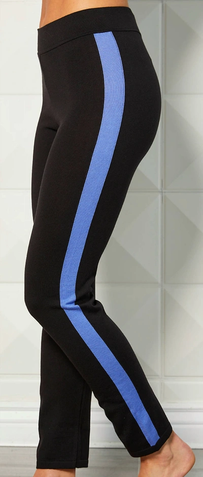 Angel Apparel Track Pant In Black/periwinkle In Multi